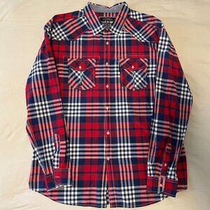 Ecko Unltd Shirt Men's XXL Red Plaid Button‎ Front Long Sleeve Pocket Western